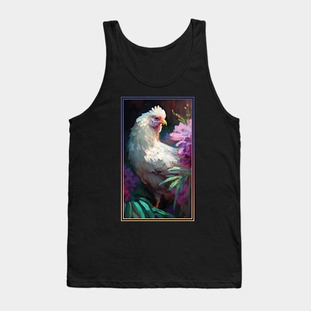 Chicken Vibrant Tropical Flower Tall Digital Oil Painting Portrait 2 Tank Top by ArtHouseFlunky